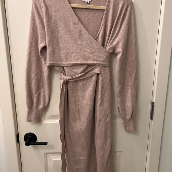 Isabel Maternity Long Sleeve Tie-Front Maternity Sweater Dress - Picture 4 of 4